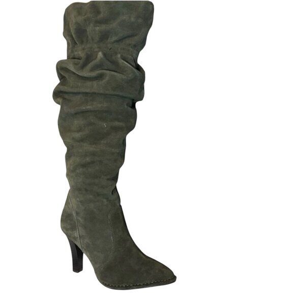 Hot in Hollywood Shoes - Hot In Hollywood NIB Moss Green Suede Scrunch Knee High Boots Size 10M